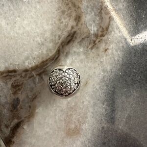Silver Heart Charm with Crystals